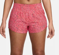 Nike Women&#39;s One Dri-FIT Mid-Rise 3&quot; Brief-Lined Shorts Coral Chalk Size... - $19.99