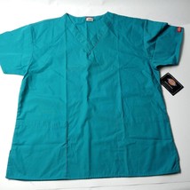 Dickies Teal Blue/Green Scrub Top LG Unisex Pockets - £7.86 GBP