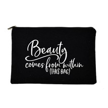 Hello Beautiful Letter Print Makeup Organizer Bag Travel Purse Portable Cosmetic - £6.73 GBP