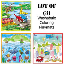 Set of (3) Large Washable Kids Coloring Play Mats with 36 Washable Markers - £21.19 GBP