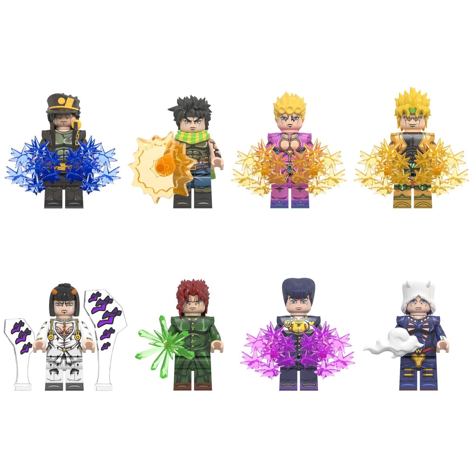 JoJo's Bizarre Adventure Joseph Josuke Giorno Dio Brando 8pcs Minifigures Bricks