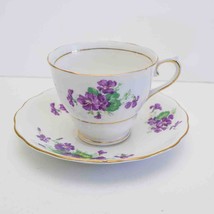 Colclough Porcelana Fina Taza de Té Y Saucer Violetas Adornos Dorados - £42.41 GBP