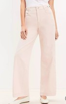 Ann Taylor LOFT Relaxed Wide Straight Leg Twill Pants Pink Dune Snap Tab... - $32.66