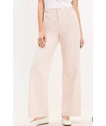 Ann Taylor LOFT Relaxed Wide Straight Leg Twill Pants Pink Dune Snap Tab... - $600.13 MXN