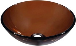 Brown, Round-Shaped Dawn Tempered Glass Vessel Sink. - £86.24 GBP