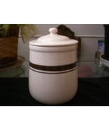Vintage 1974 McCoy Cookie Jar White w/ Brown Stripe  - £19.54 GBP