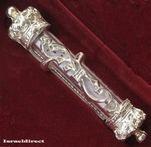 Beautiful silver car mezuza mezuzah includes non kosher scroll Israel FR... - $13.00