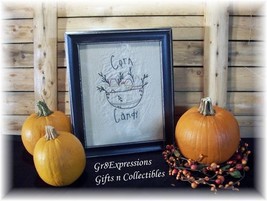 PRiMiTiVe Framed Stitchery Fall/Halloween &quot;CANDY CORN&quot; - £14.34 GBP