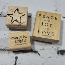 Stampin’ Up! Rubber Stamps Christmas Lot Of 3 Star Words Holiday Crafts 2002  - £7.72 GBP