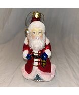 Vintage K Mart Holiday Treasure Glossy Santa 2004 Glass Tree Ornament 5.... - $15.91