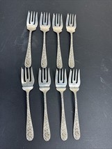  8 Stieff Sterling Silver Rose Salad Forks 6” Repousse Pattern 9.5oz Vin... - £561.72 GBP