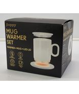 *D) XO Poppy White Ceramic Mug Warmer Set USB Power - $14.84