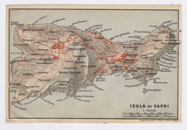 1904 Original Antique Map Of Island Of Capri / Isola Di Capri / Italy - £23.29 GBP