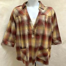 Dressbarn 18/20 Top Plaid Popover with Inset Pockets Plus Size Shirt - £14.64 GBP