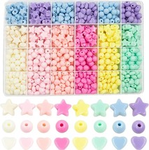 Bulk Pony Beads Star Heart Assorted Lot Mixed Supplies Pastel 720pcs Large Lot - £22.69 GBP