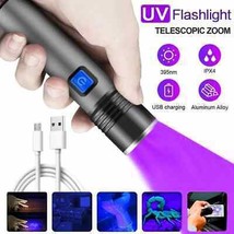 395nm UV Flashlight Blacklight Zoomable USB Rechargeable UV Light Ultraviolet - £6.70 GBP