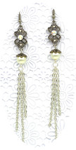 Women White Pearl Swarovski Element Crystal Butterfly Silver Chain Earrings Gift - £7,948.35 GBP