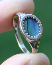 STERLING SILVER &amp; ABALONE shell ladies ring 925 size 8 SOUTHWEST signed - $39.99