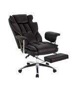 Big and Tall Ergonomic Executive Office Chair with Footrest - Black Leat... - $266.99