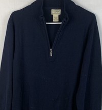 LL Bean Sweater 1/4 Zip Pullover Cotton Cashmere Blend Navy Men’s Medium - $29.99