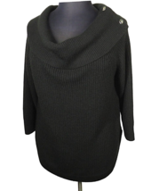 Fashion To Figure Women&#39;s Black Side Snap Off The Shoulder Sweater Plus ... - $19.99