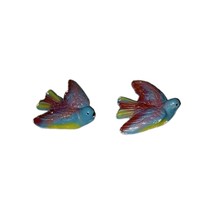 USA Chalkware Pottery Bluebirds Wall Hang Set Of 2 Vintage MCM Plaster - $276.65 MXN