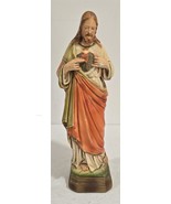 Vintage Jesus Distressed Painted Chalkware Sculpture Figurine - $28.71