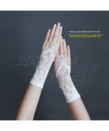 Satin Fingerless Gloves with a Floral Embroidery Lace, Sequins and Beade... - $340.52 MXN