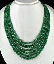 ANTIQUE NATURAL EMERALD BEADS NUGGET 7 STRING 471 CARATS GEMSTONE NECKLACE - £1,913.08 GBP