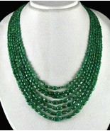 ANTIQUE NATURAL EMERALD BEADS NUGGET 7 STRING 471 CARATS GEMSTONE NECKLACE - £1,829.52 GBP