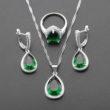 Purple Zircon Necklace Earrings Sets Silver 925 Jewelry Set for Women Free Gift  - £21.32 GBP