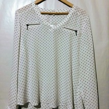 Maurices White &amp; Black Polka Dot Button Up Long Sleeve Top Medium NWT - £14.04 GBP