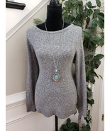 Loft Gray Solid Cotton Open Back Twist Crew Neck Long Sleeve Sweater Siz... - $502.02 MXN