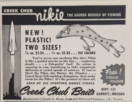 1956 Print Ad Creek Chub Baits Nikie Fishing Lures Garrett,Indiana - $11.68