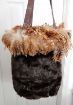 SHERIE D GILES Designs Purse Handbag Bucket Hobo Shoulder Tote Faux Fur ... - £22.77 GBP
