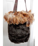 SHERIE D GILES Designs Purse Handbag Bucket Hobo Shoulder Tote Faux Fur ... - £22.87 GBP