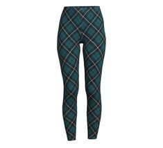 No Boundaries Juniors&#39; Green Plaid Ankle Leggings Large 11/13 pull up - $18.62 CAD