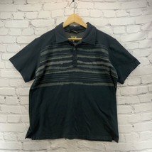 Mountain Hardwear Polo Shirt Mens Sz L Dark Gray Striped Print - £11.48 GBP