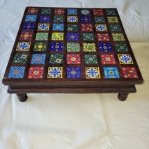 Vintage Monterey Style Table Top Table Riser with 49 Colored Tiles 18x18 - $94.05
