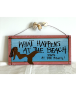 Mermaid Wood Sign What Happens At The Beach Stays At The Beach Ocean Bea... - £6.80 GBP