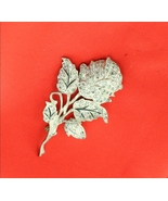 1920s Pave Rhinestone Victorian Rose Bud Enameled Pot Metal Pin - $52.95