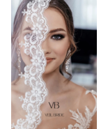 2 tiers wedding veil with glitter edge and luminous lace made of soft tulle - $21.61+
