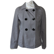 Old Navy Jacket Gray Lightweight Cotton Waist Length Six Button Front Womens XS - £18.08 GBP