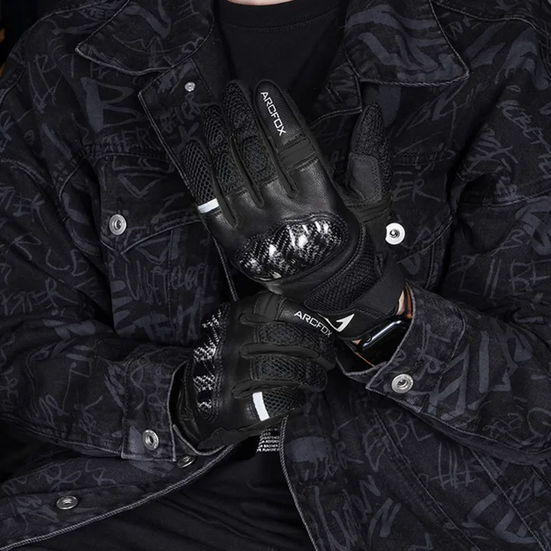 Motorcycle Gloves Men for KTM Harley Davidson Yamaha Leather Carbon Hard... - $30.38