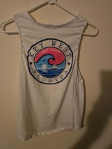 Stay Salty Tank Women&#39;s Medium White Key West Florida Graphic Twisted-Tr... - £9.37 GBP