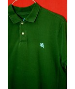 EXPRESS Classic Polo Golf Men&#39;s L Forest Green Shirt Embroidered Lion Aqua - $14.95