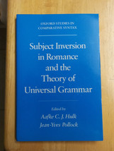 Subject Inversion in Romance and the Theory of Universal Grammer - $21.73