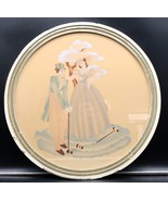Vtg Courting Scene Couple Playing Croquet Art Deco Style S. Harris Round... - $49.99