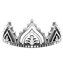925 Oxidised Silver Queen&#39;s Crown Shape Ring, Adjustable - £50.58 GBP