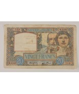 1941 Francia 20 Franchi Nota &quot; Science Et Travail &quot; Sottile Condizioni P... - $2,200.80 MXN